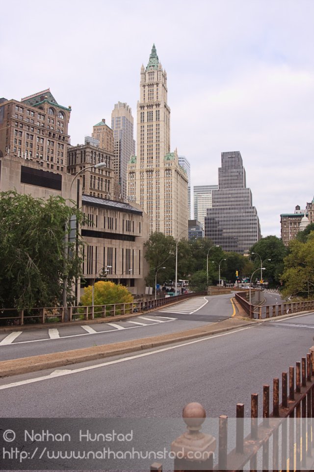 The Woolworth Building from the Brooklyn Bridge